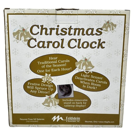 Feldstein Musical Christmas Carol Wall Clock Snowman Family Analog Round - Picture 2 of 7